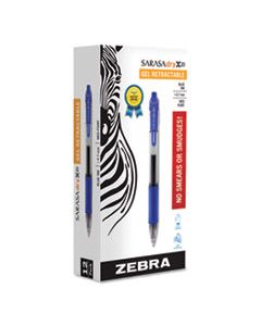ZEB46820 SARASA DRY GEL X20 RETRACTABLE GEL PEN, MEDIUM 0.7MM, BLUE INK, TRANSLUCENT BLUE BARREL, DOZEN