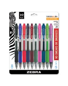 ZEB46881 SARASA DRY GEL X20 RETRACTABLE GEL PEN, MEDIUM 0.7MM, ASSORTED INK/BARREL, 10/PACK