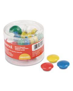 UNV31250 ASSORTED MAGNETS, PLASTIC, 5/8" DIA, 1" DIA, 1 5/8" DIA, ASST COLORS, 30/PACK