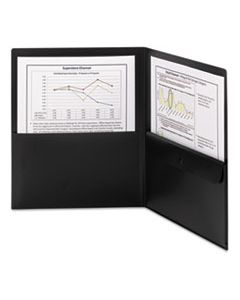 SMD87700 POLY TWO-POCKET FOLDER W/SECURITY POCKET, 11 X 8 1/2, BLACK, 5/PACK