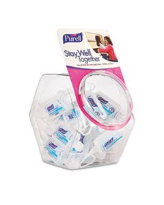 GOJ390025BWL ADVANCED HAND SANITIZER REFRESHING GEL, CLEAN SCENT, 1 OZ FLIP-CAP BOTTLE WITH JELLY WRAP CARRIER AND DISPLAY BOWL, 25/BOWL