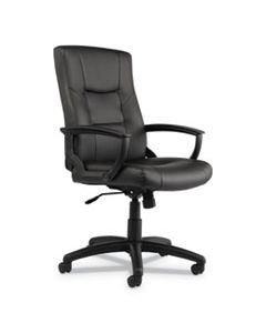 ALEYR4119 ALERA YR SERIES EXECUTIVE HIGH-BACK SWIVEL/TILT LEATHER CHAIR, SUPPORTS UP TO 275 LBS., BLACK SEAT/BLACK BACK, BLACK BASE