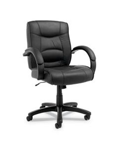 ALESR42LS10B ALERA STRADA LEATHER MID-BACK SWIVEL/TILT CHAIR, SUPPORTS UP TO 275 LBS., BLACK SEAT/BLACK BACK, BLACK BASE