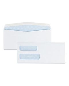 QUA24550 DOUBLE WINDOW SECURITY-TINTED CHECK ENVELOPE, #10, COMMERCIAL FLAP, GUMMED CLOSURE, 4.13 X 9.5, WHITE, 500/BOX