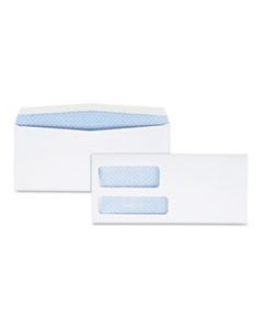 QUA24524 DOUBLE WINDOW SECURITY-TINTED CHECK ENVELOPE, #9, COMMERCIAL FLAP, GUMMED CLOSURE, 3.88 X 8.88, WHITE, 500/BOX