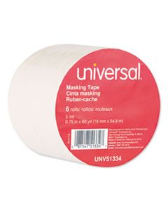 UNV51334 REMOVABLE GENERAL-PURPOSE MASKING TAPE, 3" CORE, 18 MM X 54.8 M, BEIGE, 6/PACK
