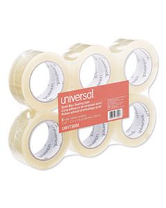 UNV73000 QUIET TAPE BOX SEALING TAPE, 3" CORE, 1.88" X 110 YDS, CLEAR, 6/PACK