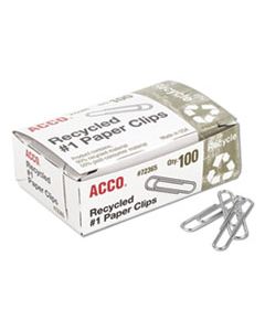 ACC72365 RECYCLED PAPER CLIPS, SMALL (NO. 1), SILVER, 100/BOX, 10 BOXES/PACK