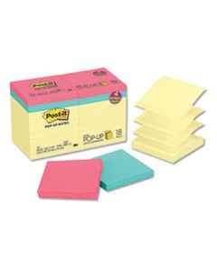 MMMR330144B ORIGINAL POP-UP NOTES VALUE PACK, 3 X 3, CANARY/CAPE TOWN, 100-SHEET, 18/PACK