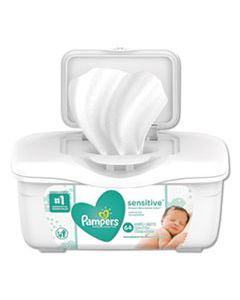 PGC19505EA SENSITIVE BABY WIPES, WHITE, COTTON, UNSCENTED, 64/TUB