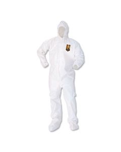 KCC45663 A80 ELASTIC-CUFF HOOD AND BOOT COVERALLS, WHITE, LARGE, 12/CARTON