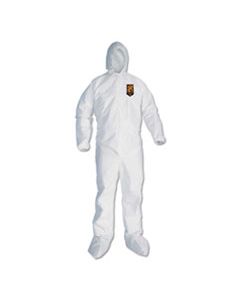 KCC46127 A30 ELASTIC BACK AND CUFF HOODED/BOOTS COVERALLS, WHITE, 4X-LARGE, 21/CARTON