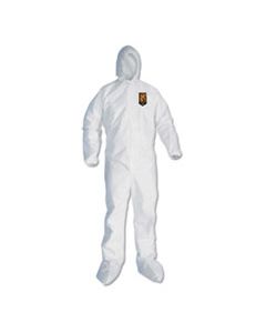 KCC46124 A30 ELASTIC BACK AND CUFF HOODED/BOOTS COVERALLS, WHITE, XL,25/CTN