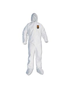 KCC46126 A30 ELASTIC BACK AND CUFF HOODED/BOOTS COVERALLS, WHITE, 3XL,21/CT