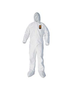 KCC44333 A40 ELASTIC-CUFF, ANKLE, HOOD AND BOOT COVERALLS, LARGE, WHITE, 25/CARTON