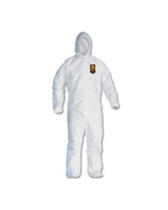 KCC49114 A20 ELASTIC BACK, CUFF & ANKLE HOODED COVERALLS, ZIP, X-LARGE, WHITE, 24/CARTON
