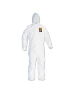 KCC46116 A30 ELASTIC BACK AND CUFF HOODED COVERALLS, 4X-LARGE, WHITE, 21/CARTON