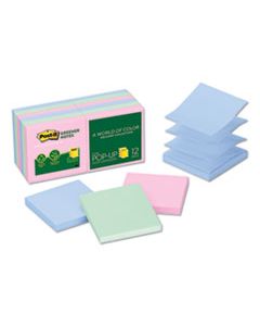 MMMR330RP12AP RECYCLED POP-UP NOTES, 3 X 3, ASSORTED HELSINKI COLORS, 100-SHEET, 12/PACK