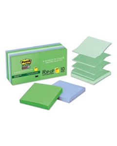 MMMR33010SST POP-UP RECYCLED NOTES IN BORA BORA COLORS, 3 X 3, 90-SHEET, 10/PACK