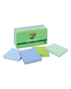MMM65412SST RECYCLED NOTES IN BORA BORA COLORS, 3 X 3, 90-SHEET, 12/PACK