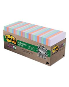 MMM65424NHCP RECYCLED NOTES IN BALI COLORS, 3 X 3, 70-SHEET, 24/PACK