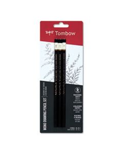 TOM61001 DRAWING PENCIL SET, 2 MM, ASSORTED LEAD HARDNESS RATINGS, BLACK LEAD, BLACK BARREL, 3/PACK