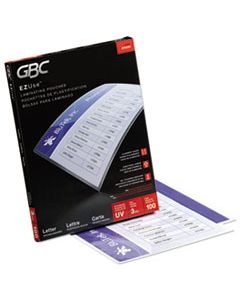 GBC3745003 EZUSE THERMAL LAMINATING POUCHES, 3 MIL, 9" X 11.5", GLOSS CLEAR, 100/BOX