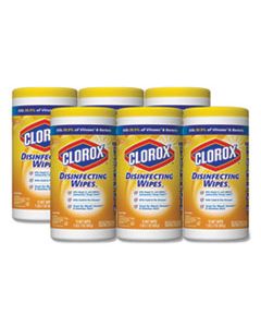 CLO01628 DISINFECTING WIPES, 7 X 7 3/4, CRISP LEMON, 75/CANISTER, 6 CANISTERS/CARTON