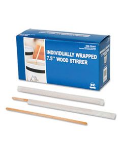 RPPR825W WOOD COFFEE STIRRERS, 7 1/2" LONG, WOODGRAIN, WRAPPED, 5000/CT