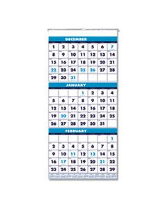 HOD3640 RECYCLED THREE-MONTH FORMAT WALL CALENDAR, 12.25 X 26, 14-MONTH,  2024-2025