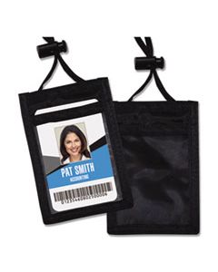 AVT75453 ID BADGE HOLDER W/CONVENTION NECK POUCH, VERTICAL, 2 3/4 X 3 1/2, BLACK, 12/PACK