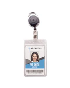 AVT91129 RESEALABLE ID BADGE HOLDER, CORD REEL, VERTICAL, 2 5/8 X 3 3/4, CLEAR, 10/PACK