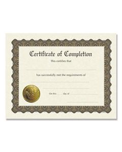 COS930400 READY-TO-USE CERTIFICATES, 11 X 8.5, IVORY/BROWN, COMPLETION, 6/PACK