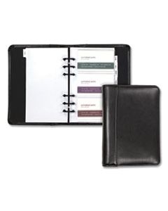 SAM81270 REGAL LEATHER BUSINESS CARD BINDER, 120 CARD CAPACITY, 2 X 3 1/2 CARDS, BLACK