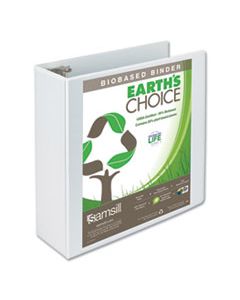 SAM18997 EARTH'S CHOICE BIOBASED ROUND RING VIEW BINDER, 3 RINGS, 4" CAPACITY, 11 X 8.5, WHITE