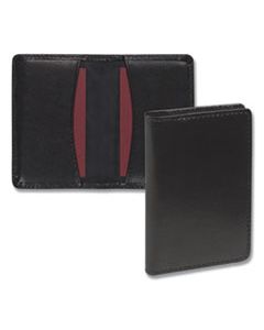 SAM81220 REGAL LEATHER BUSINESS CARD WALLET, 25 CARD CAPACITY, 2 X 3 1/2 CARDS, BLACK