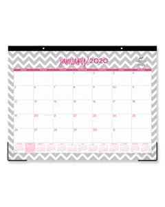 BLS102137 DABNEY LEE OLLIE DESK PAD, 22 X 17, GRAY/PINK, CLEAR CORNERS 2023