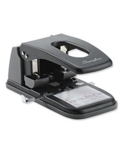 SWI74190 100-SHEET HIGH CAPACITY 2-HOLE PUNCH, FIXED CENTERS, 9/32" HOLES, BLACK/GRAY