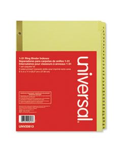 UNV20813 DELUXE PREPRINTED PLASTIC COATED TAB DIVIDERS WITH BLACK PRINTING, 31-TAB, 1 TO 31, 11 X 8.5, BUFF, 1 SET