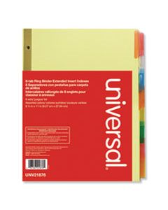 UNV21876 DELUXE EXTENDED INSERTABLE TAB INDEXES, 8-TAB, 11 X 8.5, BUFF, 6 SETS