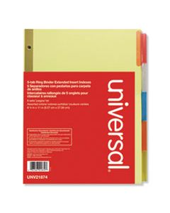 UNV21874 DELUXE EXTENDED INSERTABLE TAB INDEXES, 5-TAB, 11 X 8.5, BUFF, 6 SETS