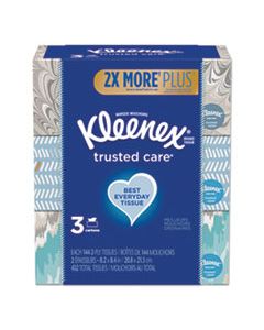 KCC50219 TRUSTED CARE FACIAL TISSUE, 2-PLY, WHITE, 144 SHEETS/BOX, 3 BOXES/PACK, 12 PACKS/CARTON
