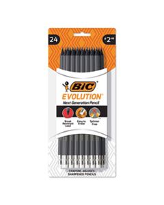 BICPGEBP241 EVOLUTION PENCIL, HB (#2), BLACK LEAD, GRAY BARREL, 24/PACK