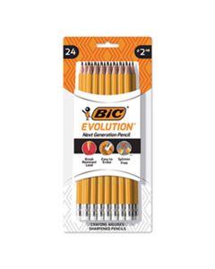 BICPGEYP241 EVOLUTION PENCIL, HB (#2), BLACK LEAD, YELLOW BARREL, 24/PACK