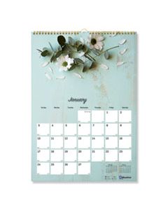 REDC173122 ONE MONTH PER PAGE TWIN WIREBOUND WALL CALENDAR, FLORAL, 12 X 17, 2024
