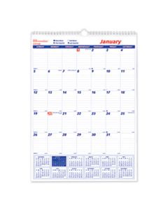 REDC171102 ONE MONTH PER PAGE TWIN WIREBOUND WALL CALENDAR, 12 X 17, 2024