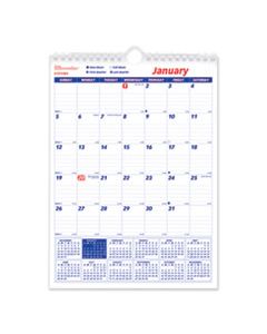 REDC171101 ONE MONTH PER PAGE TWIN WIREBOUND WALL CALENDAR, 8 X 11, 2024
