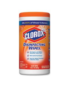CLO01686EA DISINFECTING WIPES, 7 X 8, ORANGE FUSION, 75/CANISTER
