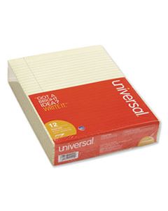 UNV22000 GLUE TOP PADS, WIDE/LEGAL RULE, 8.5 X 11, CANARY, 50 SHEETS, DOZEN