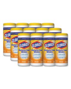 CLO01594CT DISINFECTING WIPES, 7 X 8, CRISP LEMON, 35/CANISTER, 12/CARTON